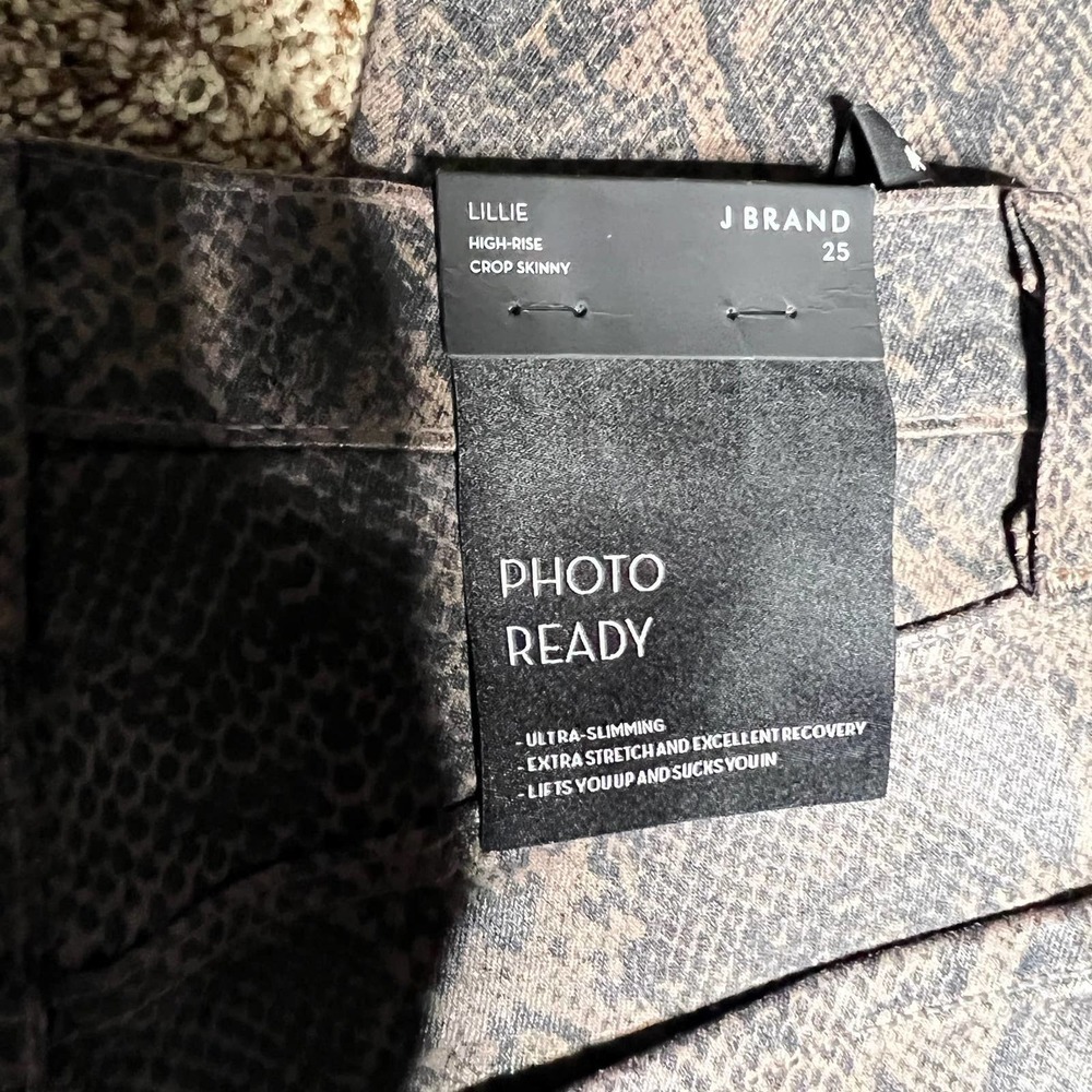 NWT J. Brand Hi Rise Crop Skinny Jeans Snake Print Brown Black Womens Size 25x26 - Picture 10 of 12